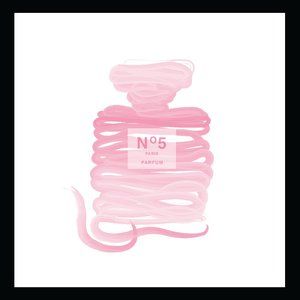 Ribbons original fashion art. Fan art fashion print in custom frame Chanel